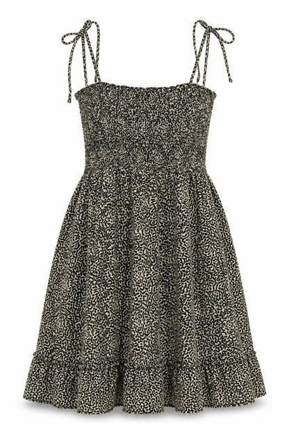 Topshop Womens Black Geometric Polyester A-Line Size 10 Square Neck Pullover - Tie Strap Detail