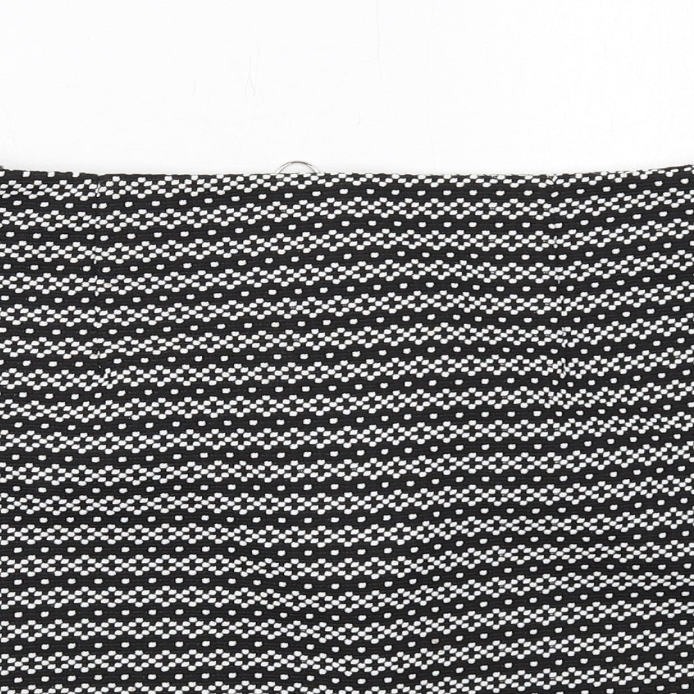New Look Womens Black Geometric Polyester A-Line Skirt Size 12 Zip