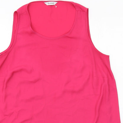 Evans Womens Pink Polyester Basic Tank Size 16 Round Neck