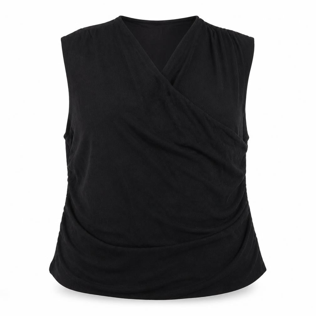 Marks and Spencer Womens Black Polyamide Basic Blouse Size 24 V-Neck