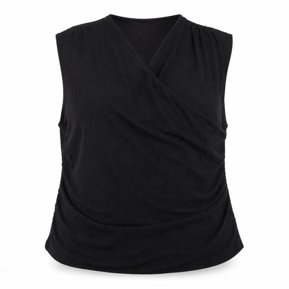 Marks and Spencer Womens Black Polyamide Basic Blouse Size 24 V-Neck