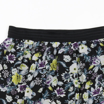 H&M Womens Black Floral Polyester Swing Skirt Size 10