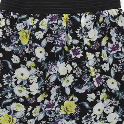 H&M Womens Black Floral Polyester Swing Skirt Size 10