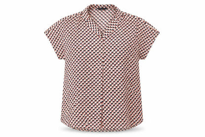 Marks and Spencer Womens Multicoloured Geometric Polyester Basic Button-Up Size 12 Collared