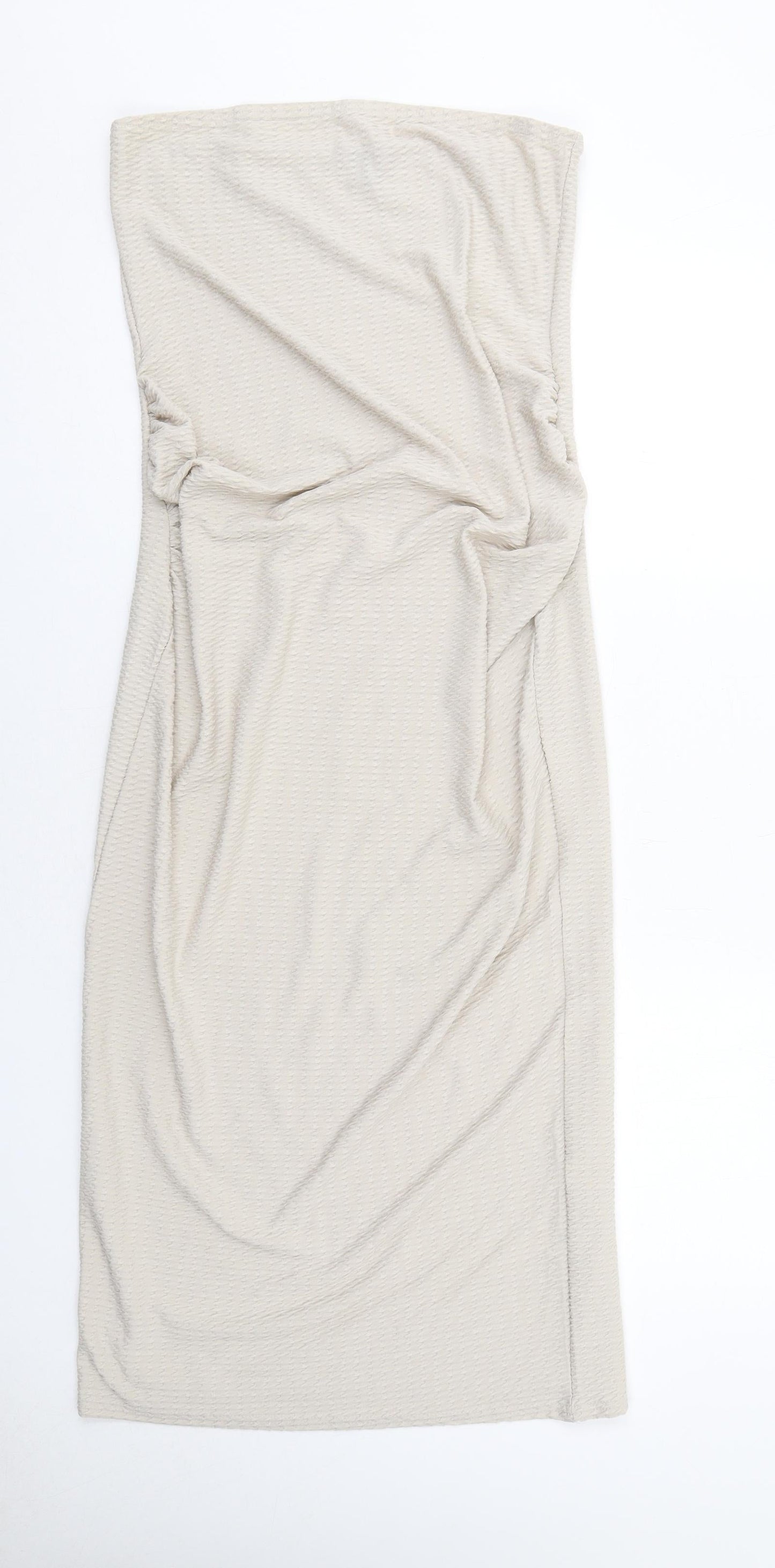 PRETTYLITTLETHING Womens Beige Polyester A-Line Size 8 Off the Shoulder Pullover