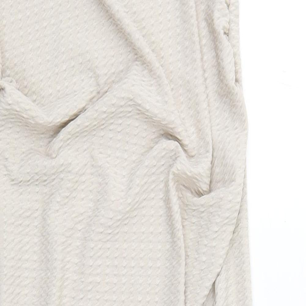 PRETTYLITTLETHING Womens Beige Polyester A-Line Size 8 Off the Shoulder Pullover