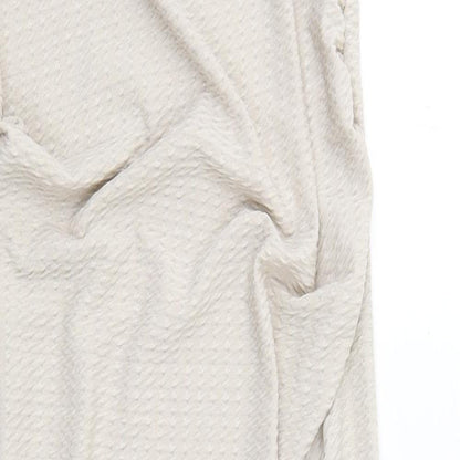 PRETTYLITTLETHING Womens Beige Polyester A-Line Size 8 Off the Shoulder Pullover