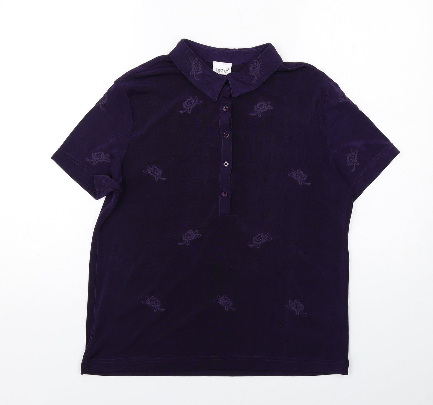 Womens UK Size 14 Together Purple Basic Polo