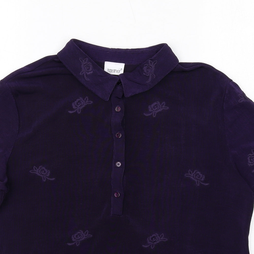 Womens UK Size 14 Together Purple Basic Polo