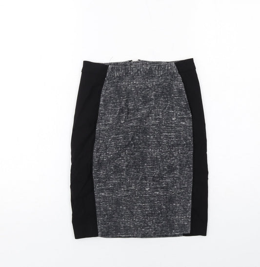 H&M Womens Grey Geometric Viscose Bandage Skirt Size 4 Zip