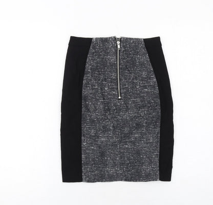 H&M Womens Grey Geometric Viscose Bandage Skirt Size 4 Zip