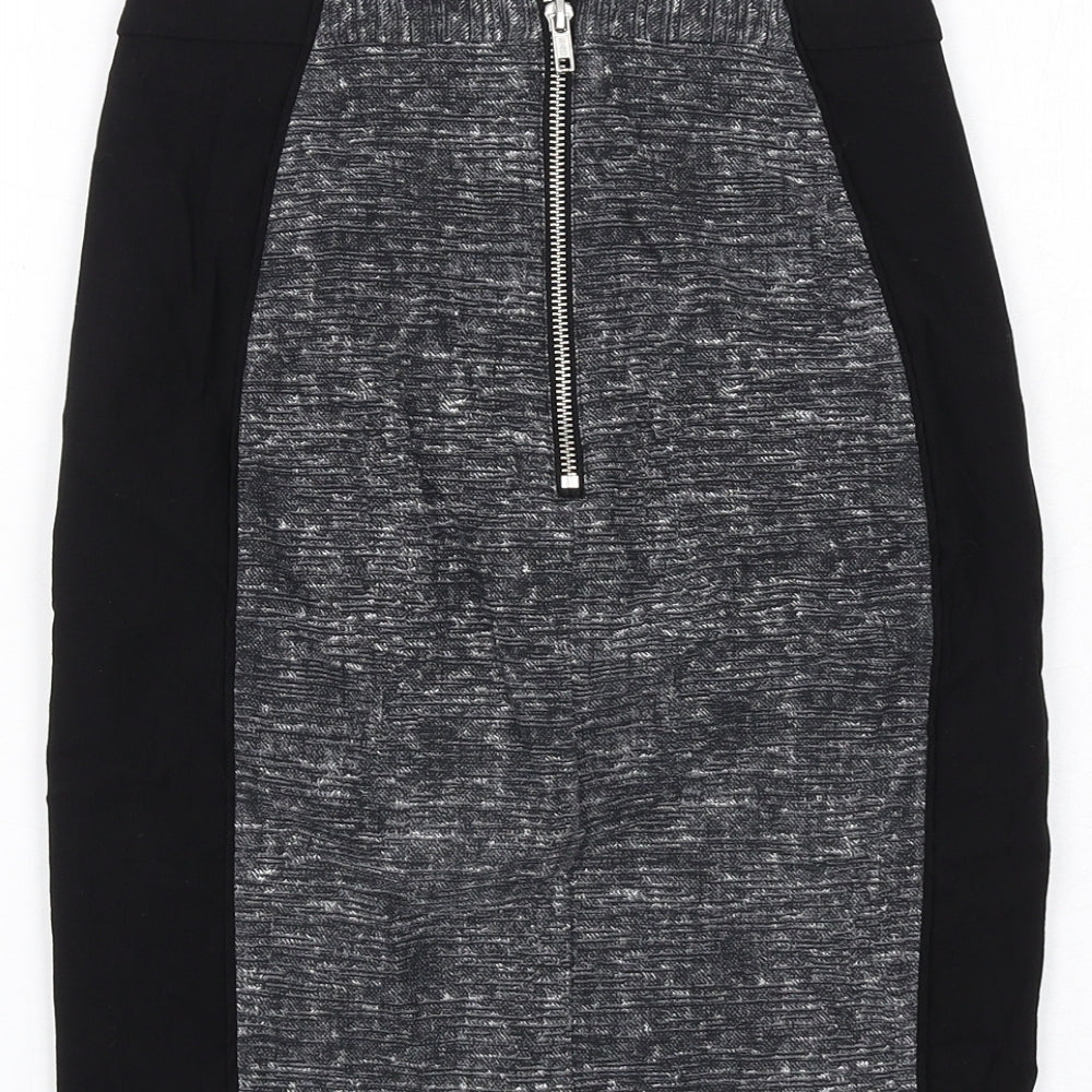 H&M Womens Grey Geometric Viscose Bandage Skirt Size 4 Zip