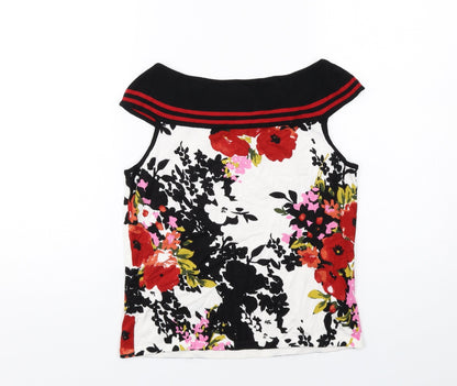 Precis Womens Multicoloured Floral Viscose Basic Tank Size S Round Neck