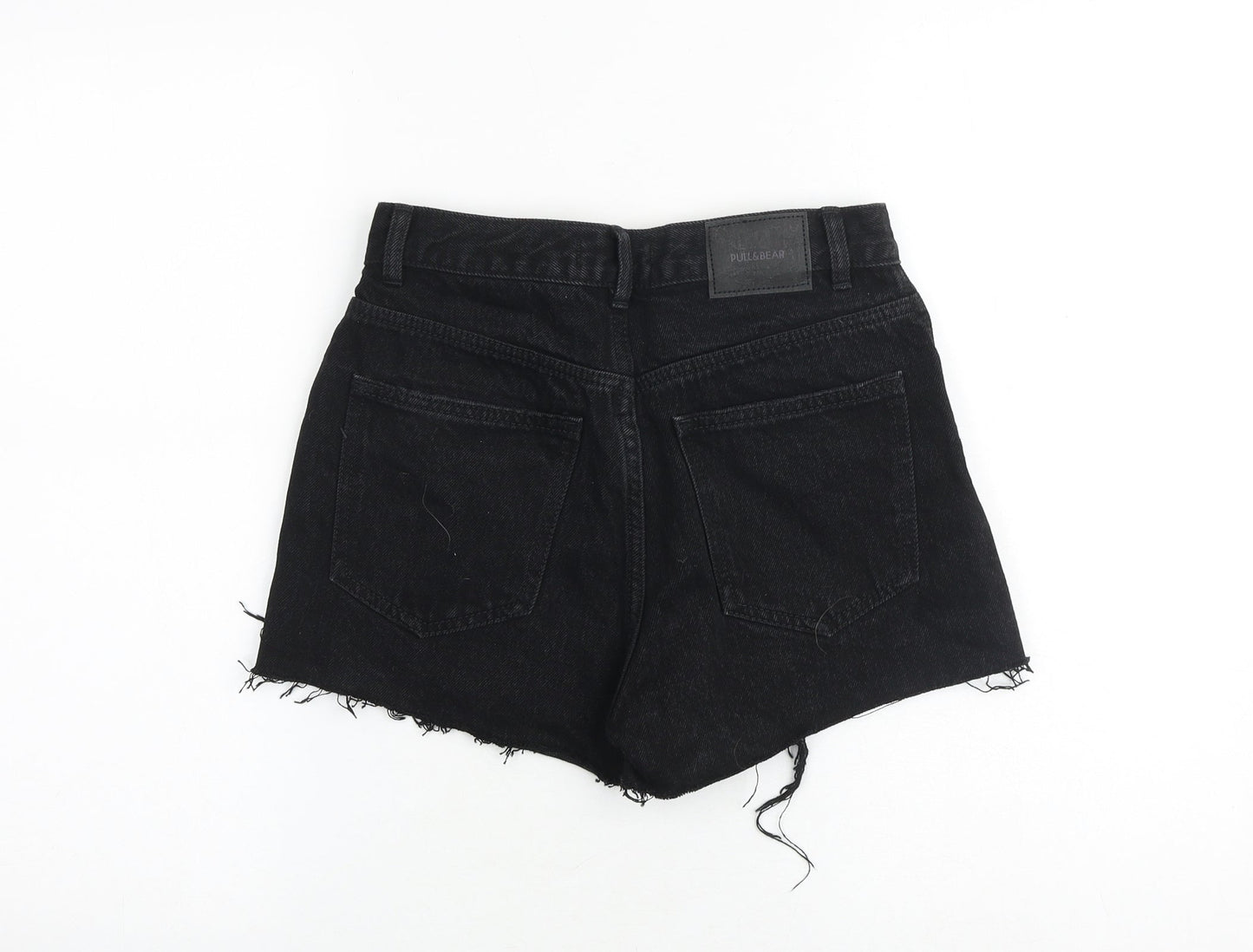 Pull&Bear Womens Black 100% Cotton Mom Shorts Size 6 Regular Zip
