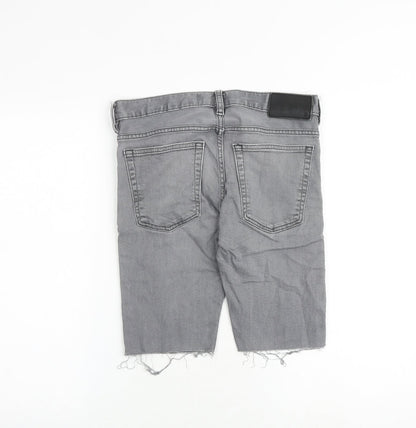 French Connection Mens Grey Cotton Chino Shorts Size 28 in Slim Zip - Frayed Hem