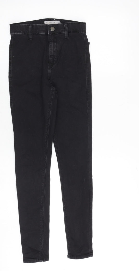Topshop Womens Black Cotton Skinny Jeans Size 26 in Regular Zip