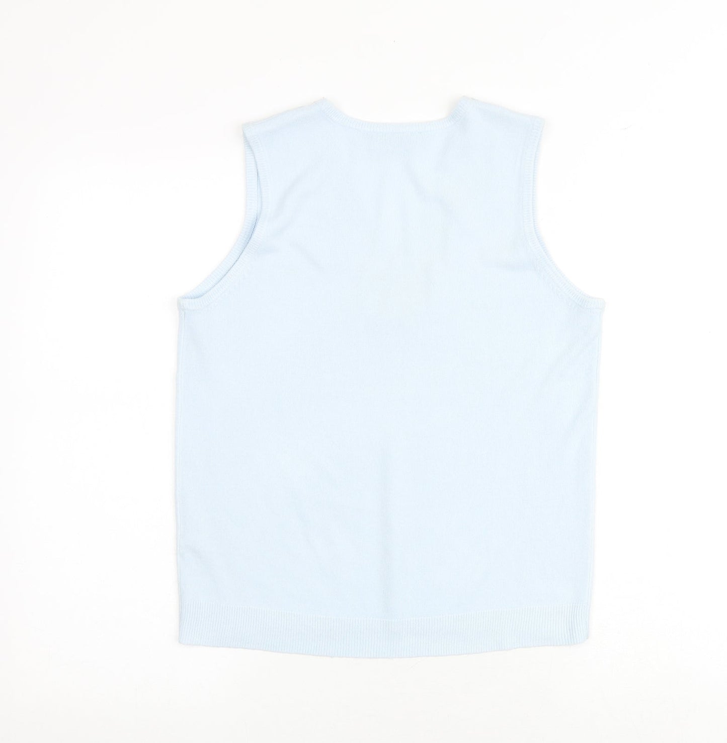 BHS Womens Blue V-Neck Acrylic Pullover Jumper Size 12 - Lace Detail