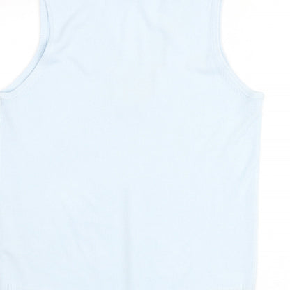 BHS Womens Blue V-Neck Acrylic Pullover Jumper Size 12 - Lace Detail