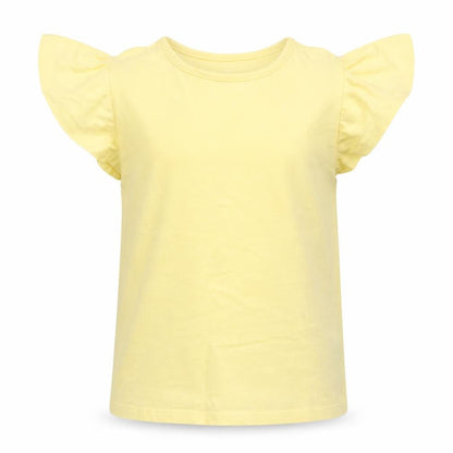 Front view of John Lewis girls’ yellow 100% cotton basic tank, size 11, years round neck pullover