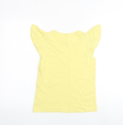 John Lewis Girls Yellow 100% Cotton Basic Tank Size 11 Years Round Neck Pullover