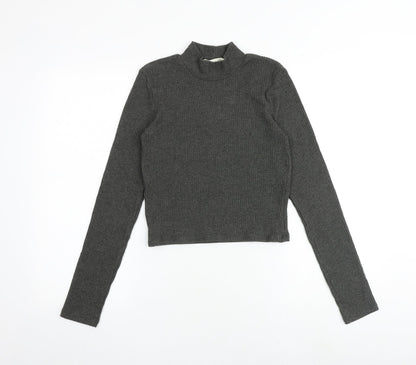Womens UK Size S Pull&Bear Grey Basic T-Shirt