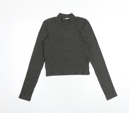 Womens UK Size S Pull&Bear Grey Basic T-Shirt