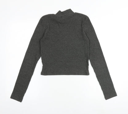 Womens UK Size S Pull&Bear Grey Basic T-Shirt