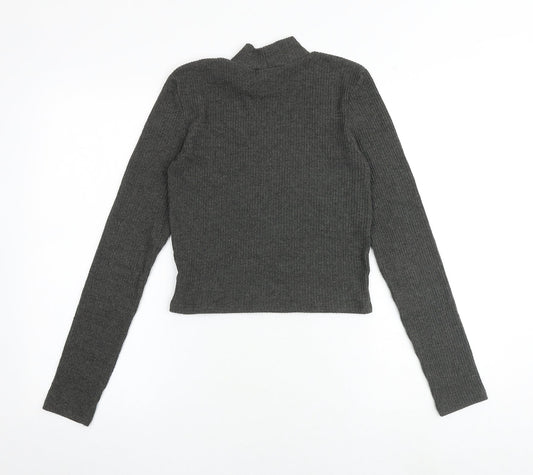 Womens UK Size S Pull&Bear Grey Basic T-Shirt