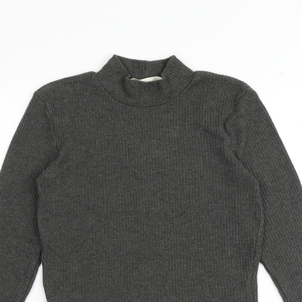 Womens UK Size S Pull&Bear Grey Basic T-Shirt