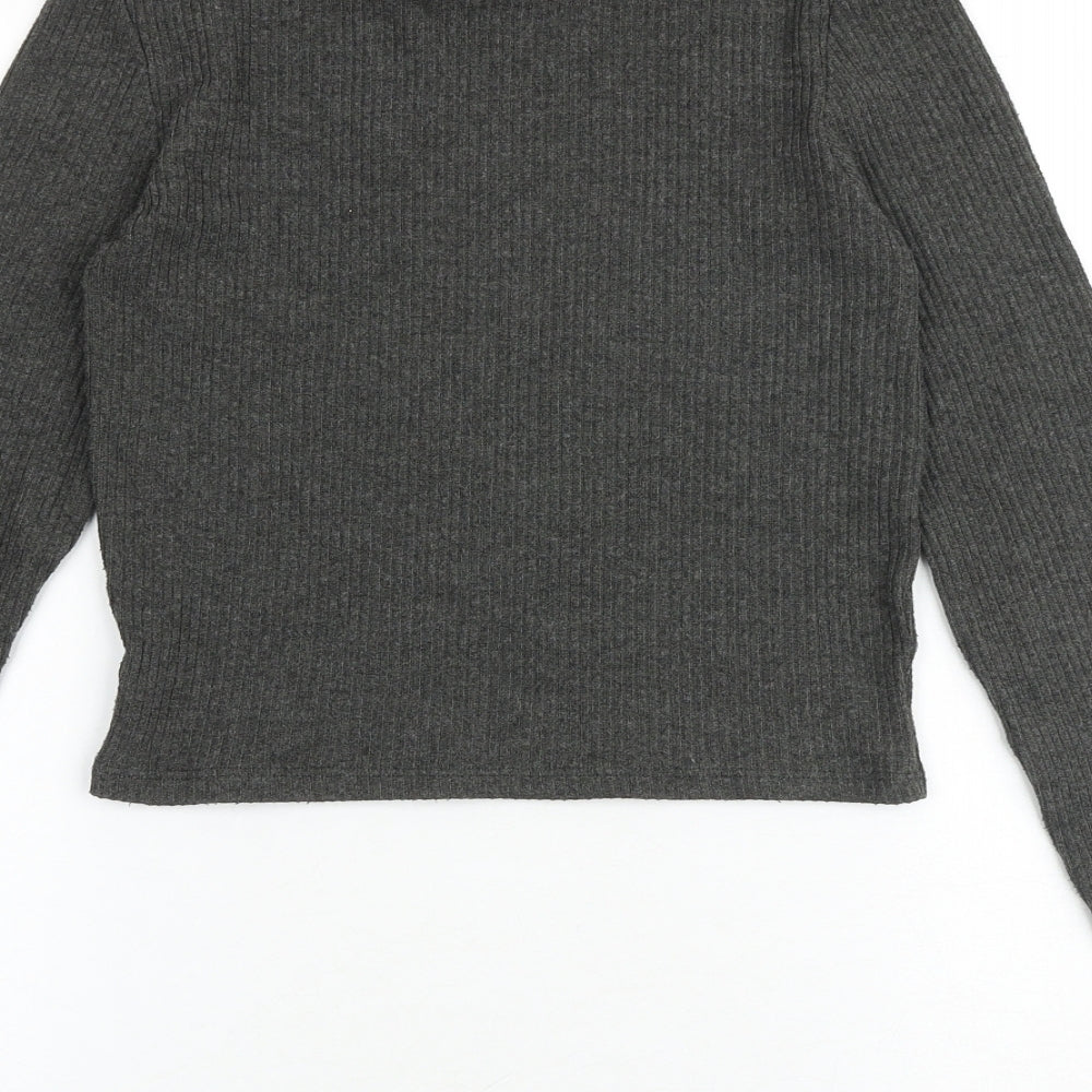 Womens UK Size S Pull&Bear Grey Basic T-Shirt