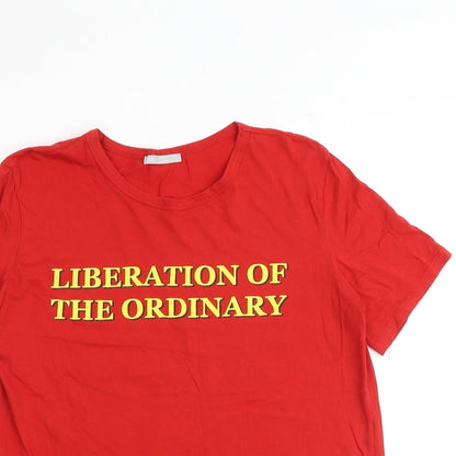 Womens UK Size M Zara Red Basic T-Shirt