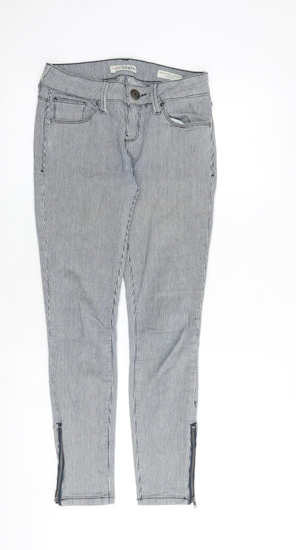 NEXT Womens Blue Striped Cotton Skinny Jeans Size 30 in Regular Zip