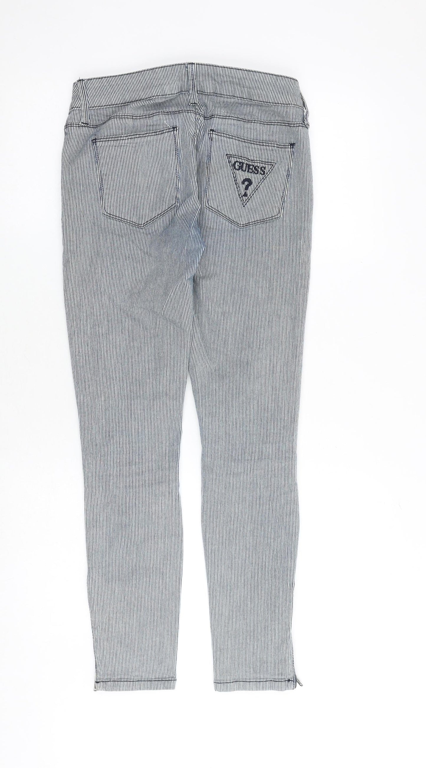 NEXT Womens Blue Striped Cotton Skinny Jeans Size 30 in Regular Zip