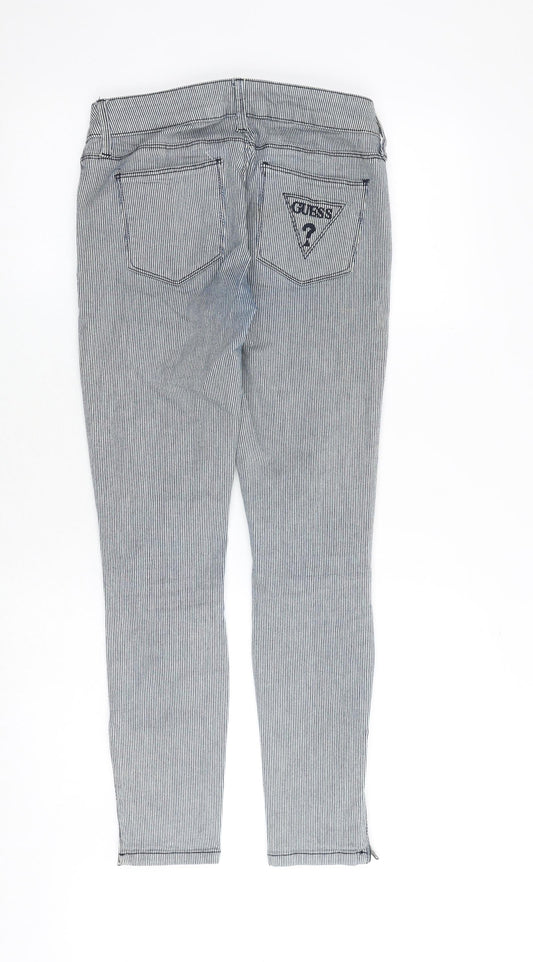 NEXT Womens Blue Striped Cotton Skinny Jeans Size 30 in Regular Zip