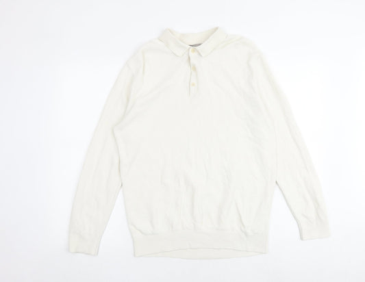 H&M Mens Beige Collared Cotton Pullover Jumper Size S Long Sleeve