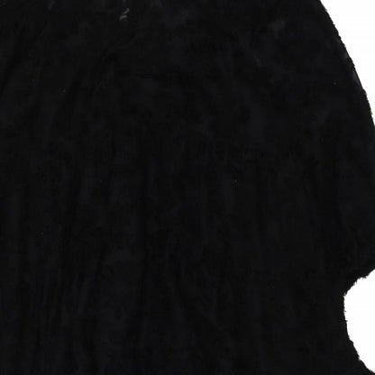 Zara Womens Black Polyester A-Line Size S Round Neck Button