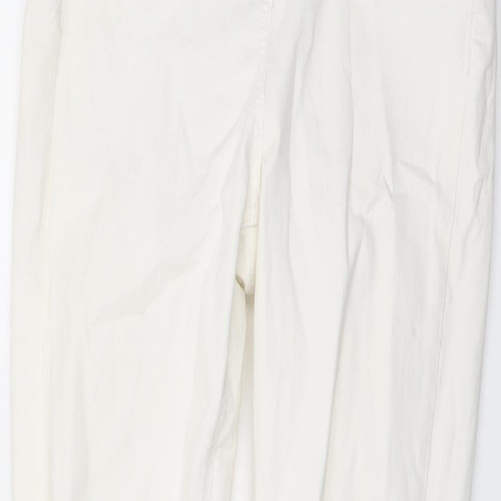 NEXT Womens Ivory Cotton Skinny Jeans Size 8 L28 in Regular Button