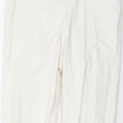 NEXT Womens Ivory Cotton Skinny Jeans Size 8 L28 in Regular Button