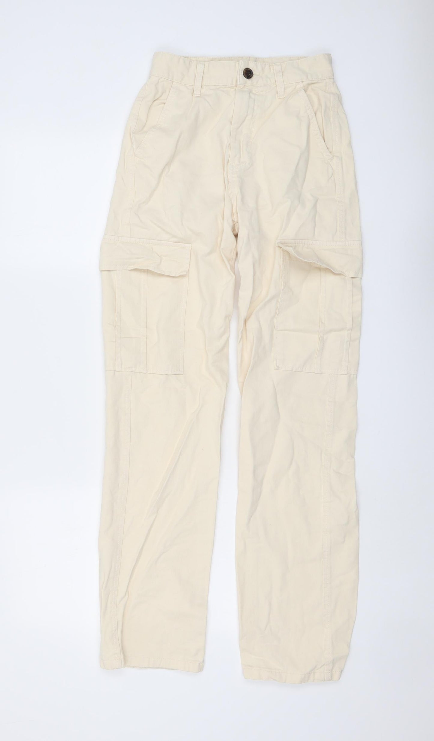 Womens UK Size 4 STR Regular Fit Straight Beige Jeans