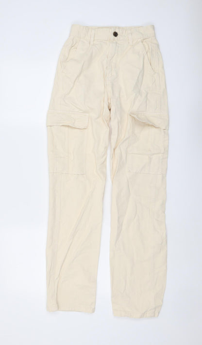 Womens UK Size 4 STR Regular Fit Straight Beige Jeans