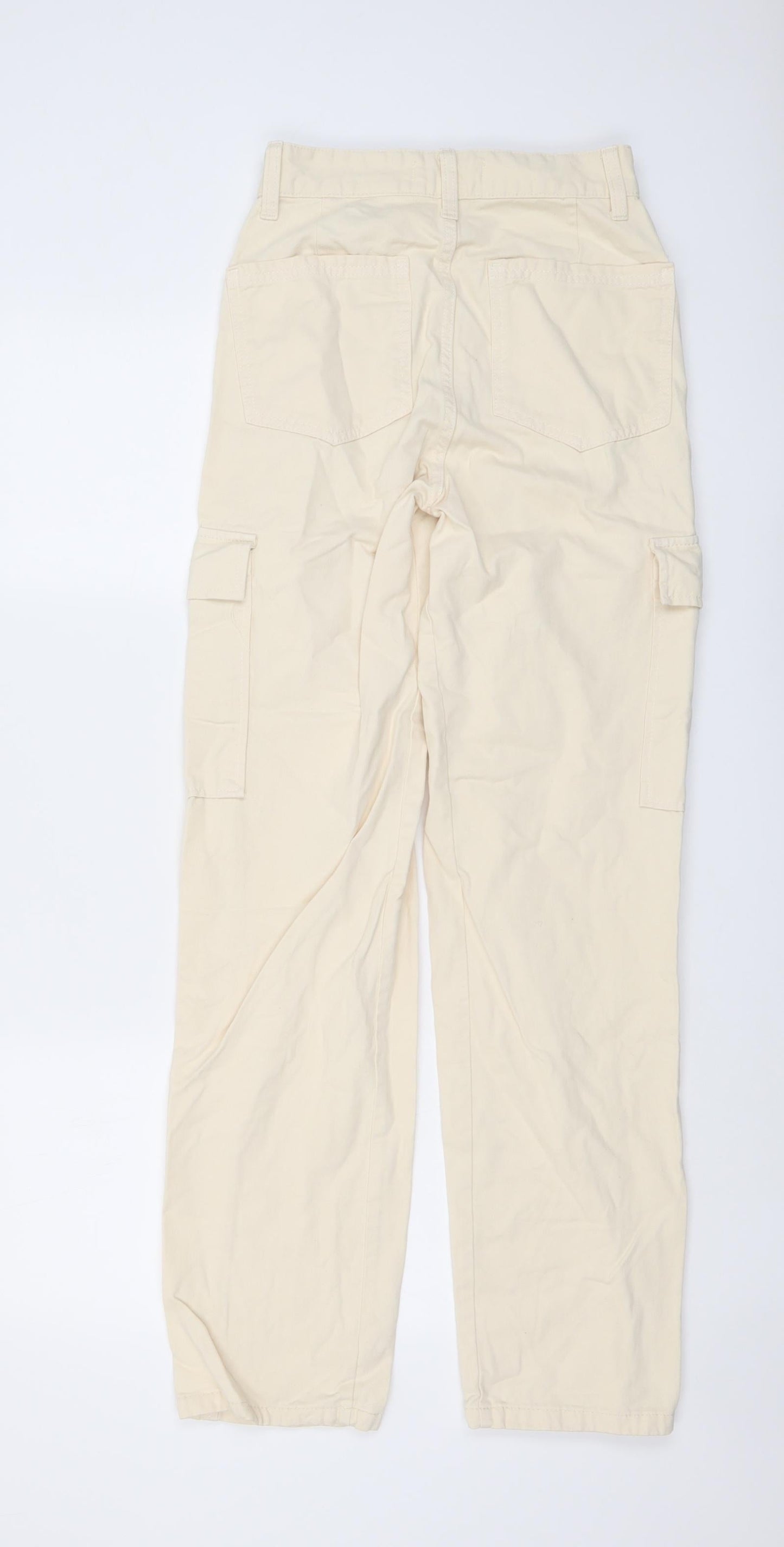 Womens UK Size 4 STR Regular Fit Straight Beige Jeans