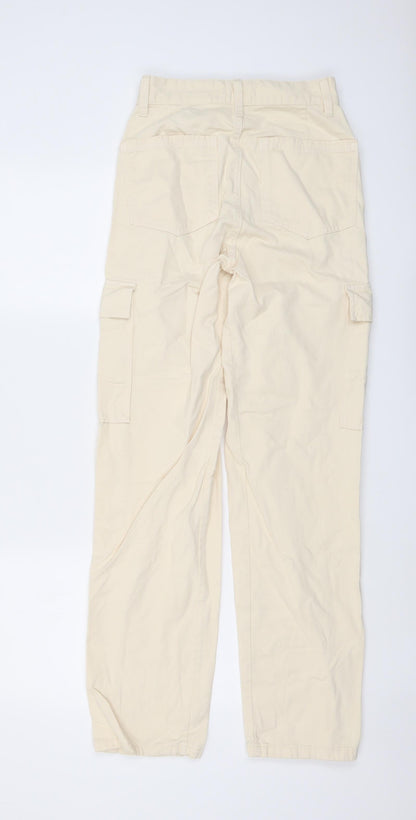 Womens UK Size 4 STR Regular Fit Straight Beige Jeans