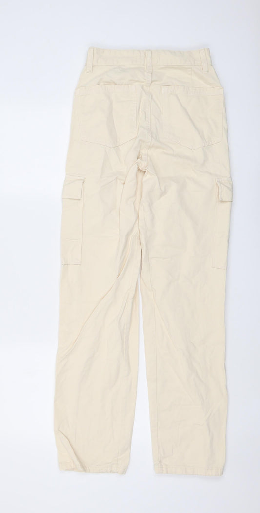 Womens UK Size 4 STR Regular Fit Straight Beige Jeans