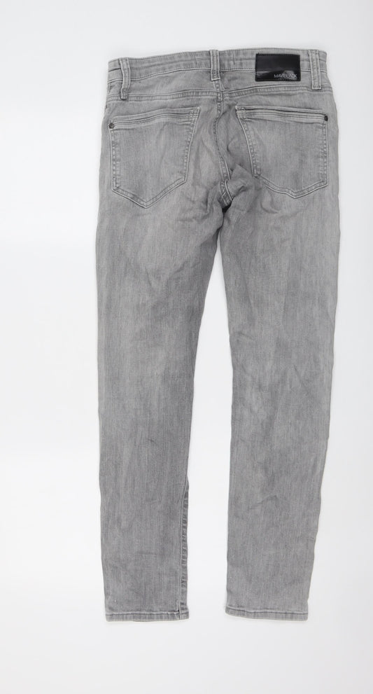 Mavi Mens Grey Cotton Straight Jeans Size 30 in L29 in Regular Button