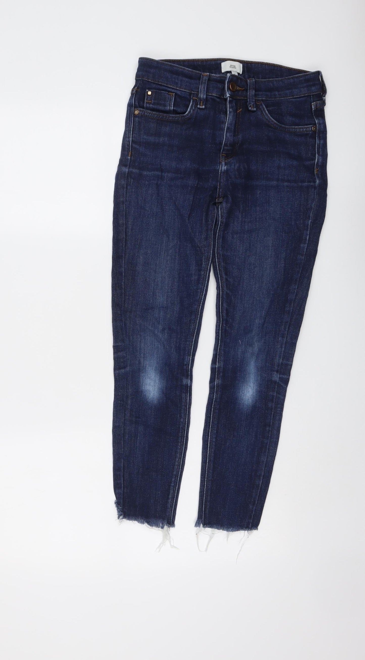 River Island Womens Blue Cotton Skinny Jeans Size 6 L24 in Regular Button
