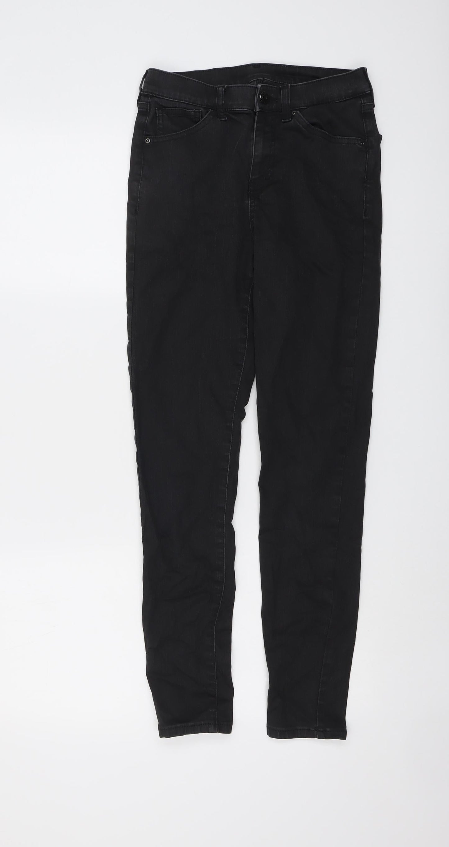 Topshop Womens Black Cotton Skinny Jeans Size 28 in L27 in Regular Button