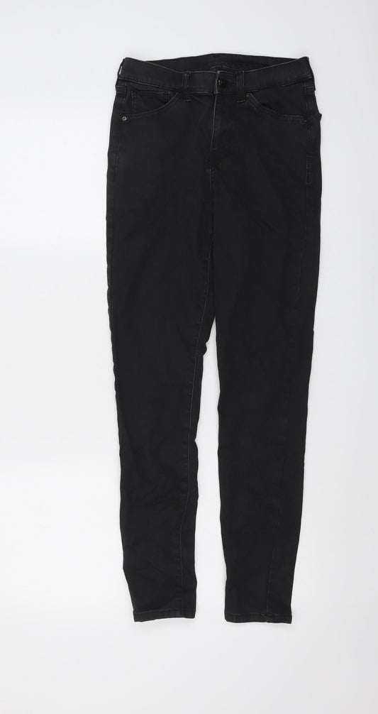 Topshop Womens Black Cotton Skinny Jeans Size 28 in L27 in Regular Button