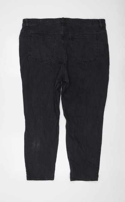 H&M Womens Grey Cotton Mom Jeans Size XL L26 in Regular Button