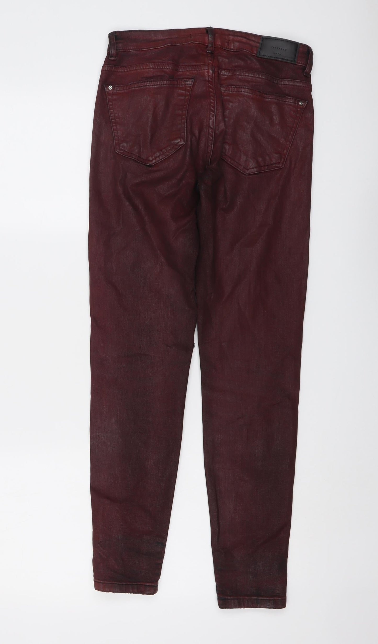 Zara Womens Red Cotton Skinny Jeans Size 8 L28 in Regular Button