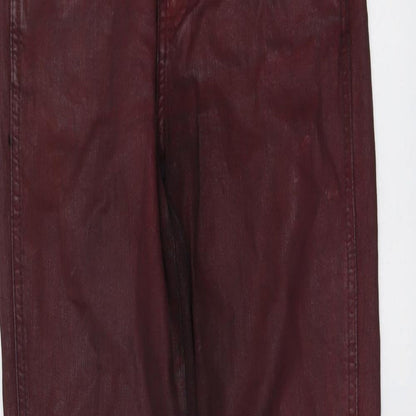 Zara Womens Red Cotton Skinny Jeans Size 8 L28 in Regular Button
